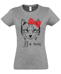 Marškinėliai moterims His meow, pilki цена и информация | Футболка женская | pigu.lt