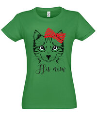 Marškinėliai moterims His meow, žali kaina ir informacija | Marškinėliai moterims | pigu.lt