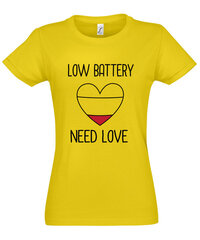 Marškinėliai moterims Low battery need love kaina ir informacija | Marškinėliai moterims | pigu.lt