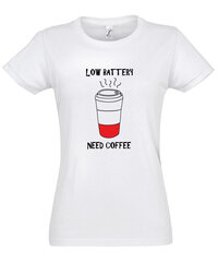 Marškinėliai moterims Low battery need coffee kaina ir informacija | Marškinėliai moterims | pigu.lt
