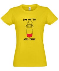 Marškinėliai moterims Low battery need coffee цена и информация | Женские футболки | pigu.lt
