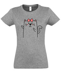 Marškinėliai moterims Kačiukų pora, pilki цена и информация | Футболка женская | pigu.lt