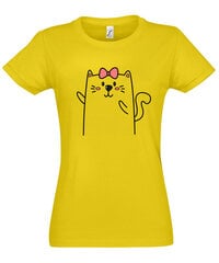 Marškinėliai moterims Kačiukų pora, geltoni цена и информация | Футболка женская | pigu.lt