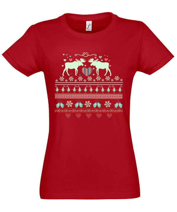 Marškinėliai moterims Kalėdinis ornamentas цена и информация | Marškinėliai moterims | pigu.lt