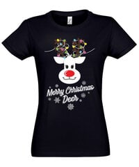 Marškinėliai moterims Su Šv. Kalėdom, juodi kaina ir informacija | Marškinėliai moterims | pigu.lt