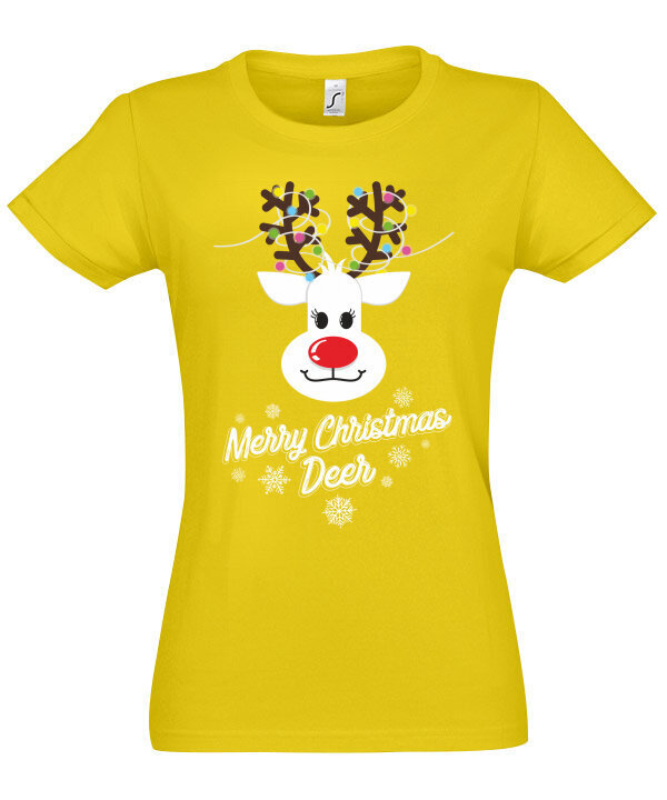 Marškinėliai moterims Su Šv. Kalėdom, geltoni kaina ir informacija | Marškinėliai moterims | pigu.lt