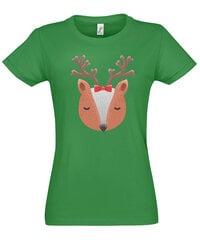 Marškinėliai moterims Kalėdinė elniukė, žali kaina ir informacija | Marškinėliai moterims | pigu.lt