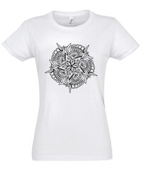 Marškinėliai moterims Gėlių mandala, balti kaina ir informacija | Marškinėliai moterims | pigu.lt