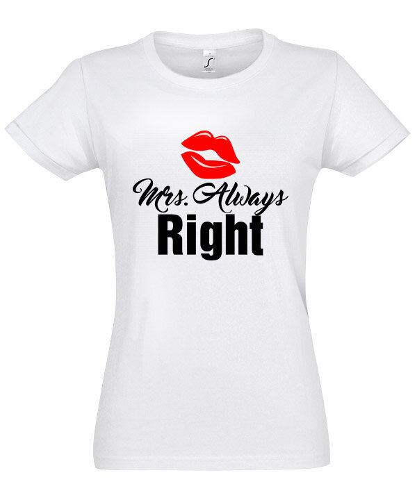 Marškinėliai moterims Ponia teisuolė, balti kaina ir informacija | Marškinėliai moterims | pigu.lt