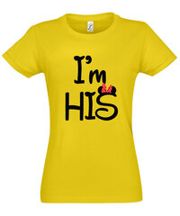 Marškinėliai moterims Jis yra mano, geltoni kaina ir informacija | Marškinėliai moterims | pigu.lt