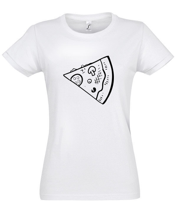 Marškinėliai moterims Poros pica, balti kaina ir informacija | Marškinėliai moterims | pigu.lt