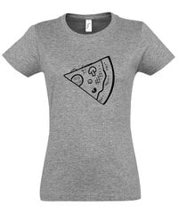 Marškinėliai moterims Poros pica, pilki kaina ir informacija | Marškinėliai moterims | pigu.lt