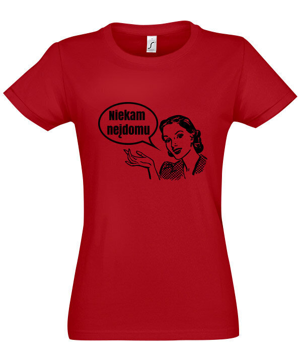 Marškinėliai moterims Niekam neįdomu, raudoni цена и информация | Marškinėliai moterims | pigu.lt