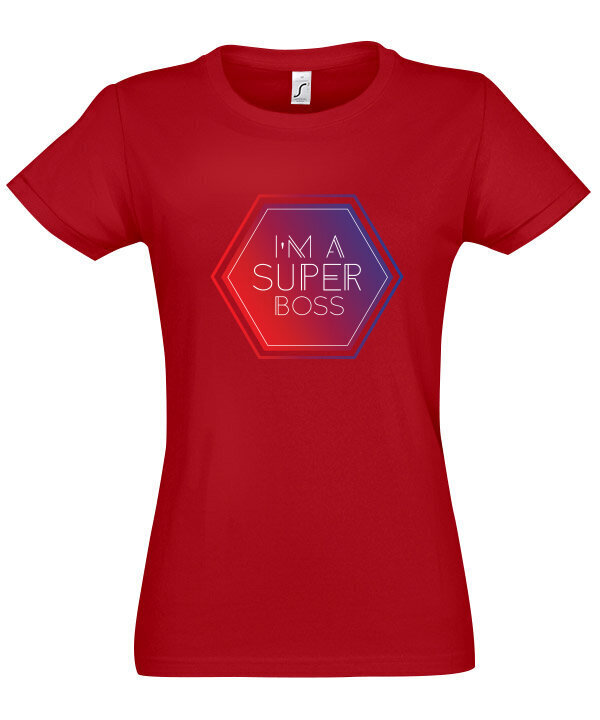 Marškinėliai moterims I'm super boss, raudoni kaina ir informacija | Marškinėliai moterims | pigu.lt