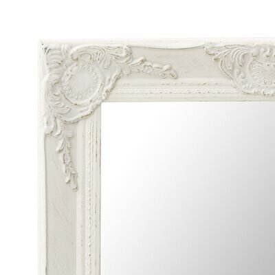 Barokinis sieninis veidrodis, 60 x 40 cm, baltas цена и информация | Veidrodžiai | pigu.lt