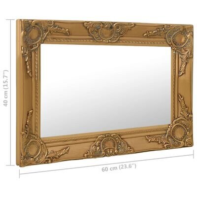 Barokinis sieninis veidrodis, 60 x 40 cm, auksinis kaina ir informacija | Veidrodžiai | pigu.lt