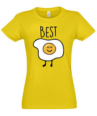 Marškinėliai moterims Mylinčioms maistą 1, geltoni цена и информация | Футболка женская | pigu.lt