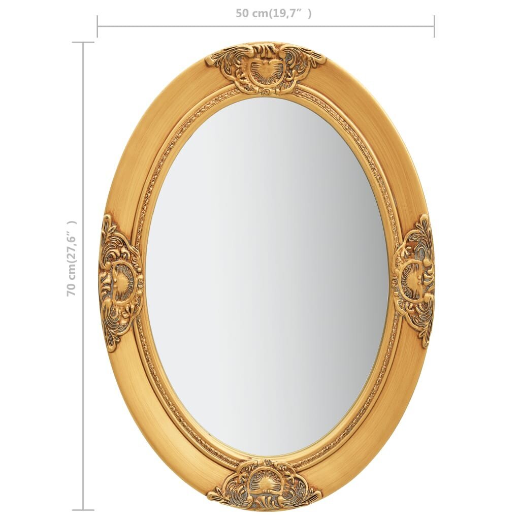 Sieninis veidrodis, 50x70cm, auksinis kaina ir informacija | Veidrodžiai | pigu.lt
