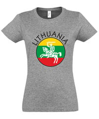 Marškinėliai moterims Myliu Lietuvą, pilki цена и информация | Футболка женская | pigu.lt