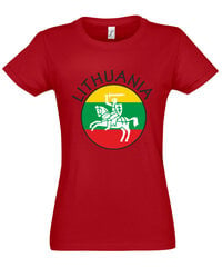 Marškinėliai moterims Myliu Lietuvą, raudoni kaina ir informacija | Marškinėliai moterims | pigu.lt