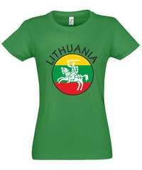 Marškinėliai moterims Myliu Lietuvą, žali цена и информация | Футболка женская | pigu.lt