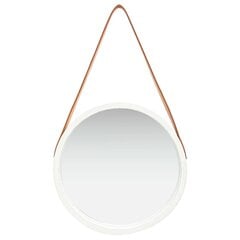 Sieninis veidrodis su dirželiu, 40cm, baltas kaina ir informacija | Veidrodžiai | pigu.lt