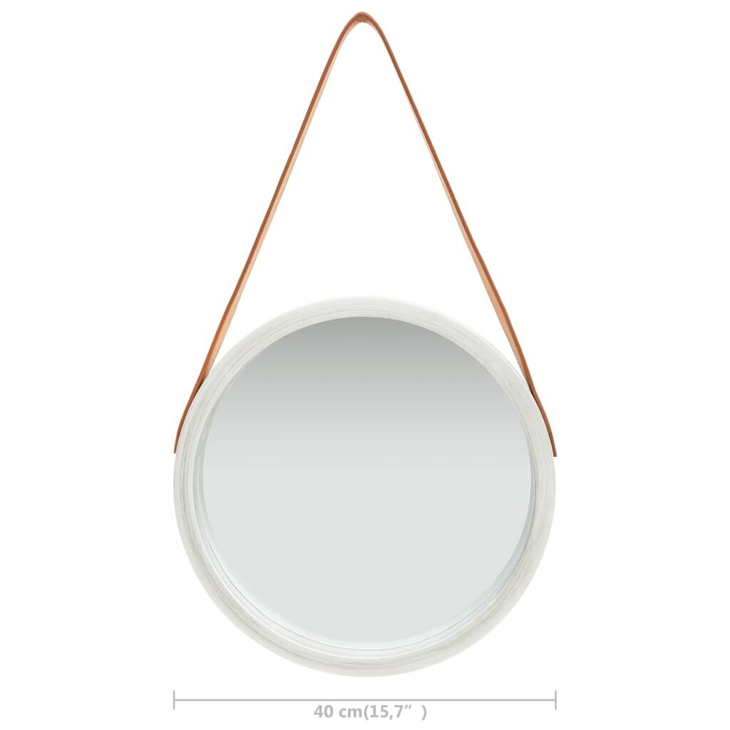 Sieninis veidrodis su dirželiu, 40cm, sidabrinis kaina ir informacija | Veidrodžiai | pigu.lt
