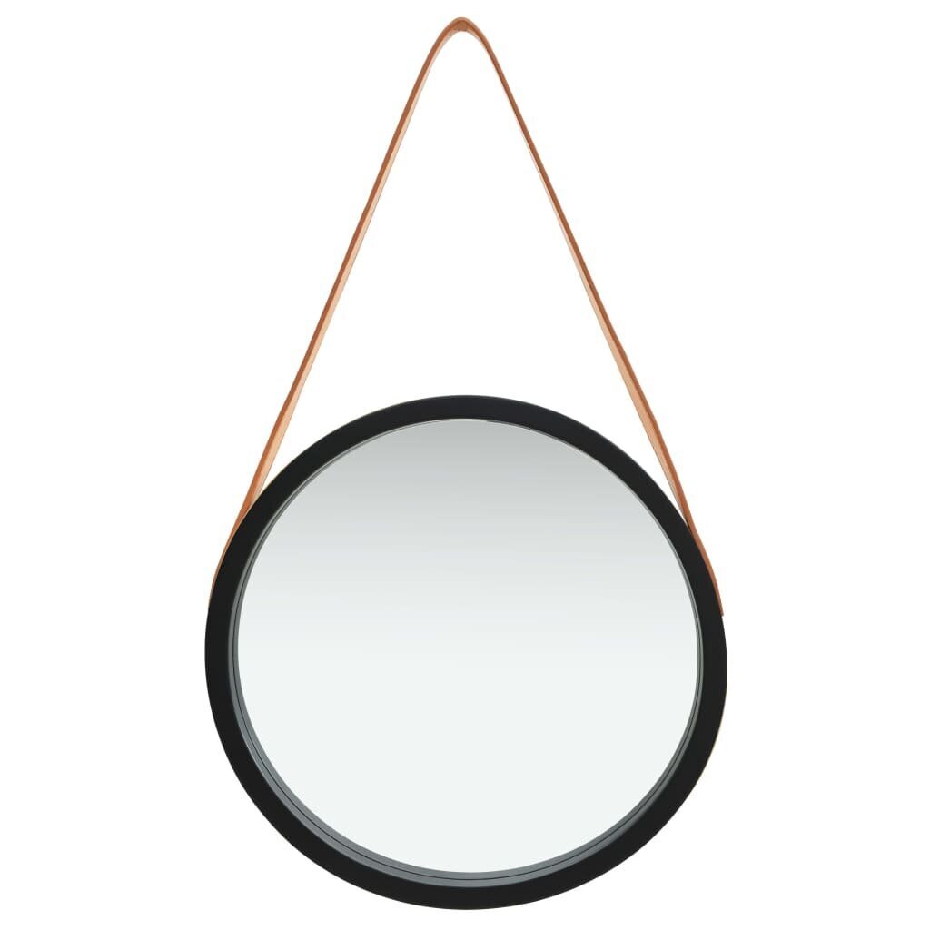 Sieninis veidrodis su dirželiu, 40cm, juodas kaina ir informacija | Veidrodžiai | pigu.lt