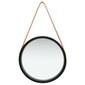 Sieninis veidrodis su dirželiu, 40cm, juodas цена и информация | Veidrodžiai | pigu.lt