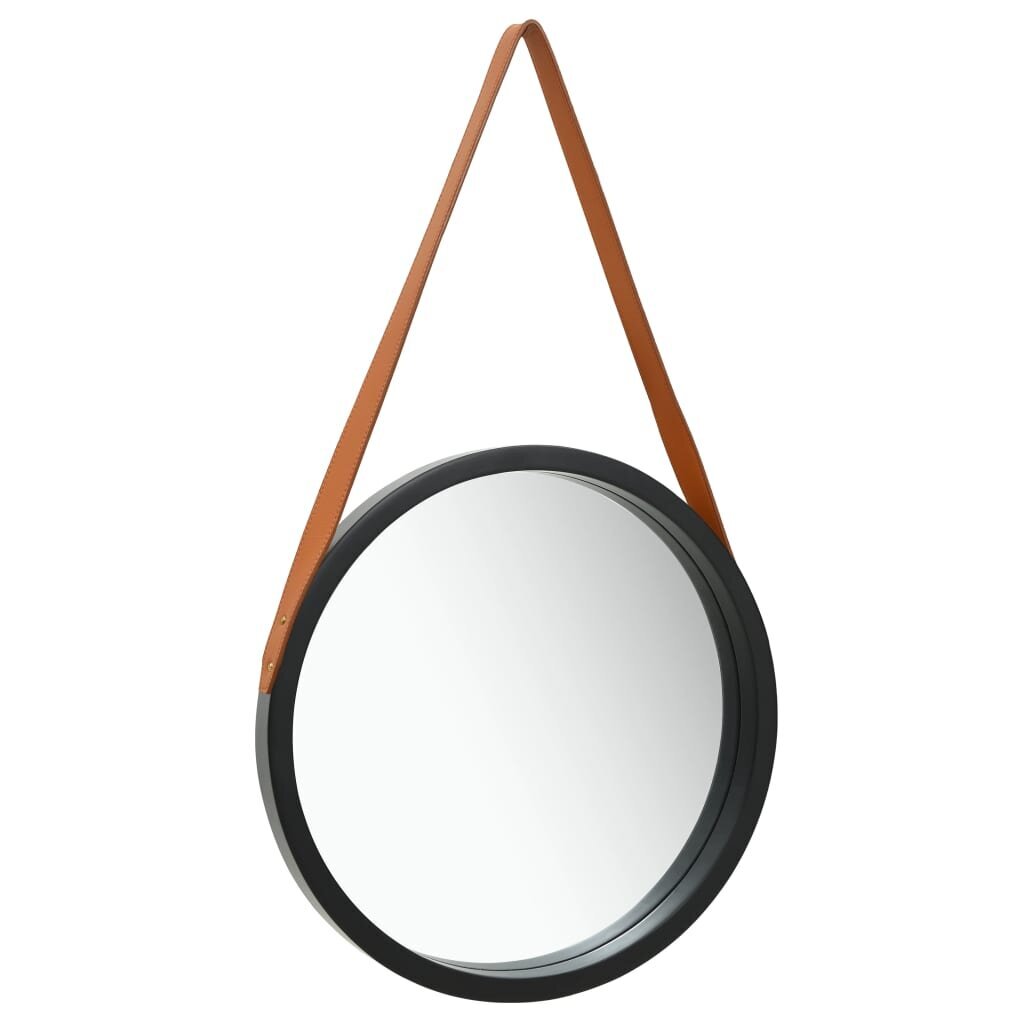 Sieninis veidrodis su dirželiu, 40cm, juodas цена и информация | Veidrodžiai | pigu.lt