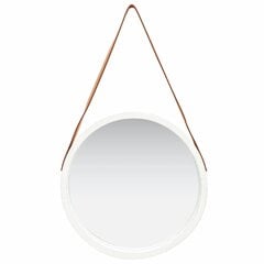 Sieninis veidrodis su dirželiu, 50cm, baltas kaina ir informacija | Veidrodžiai | pigu.lt