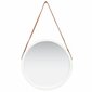 Sieninis veidrodis su dirželiu, 50cm, baltas kaina ir informacija | Veidrodžiai | pigu.lt