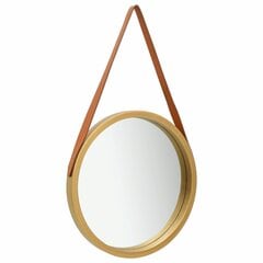 Sieninis veidrodis su dirželiu, 50cm, auksinis kaina ir informacija | Veidrodžiai | pigu.lt