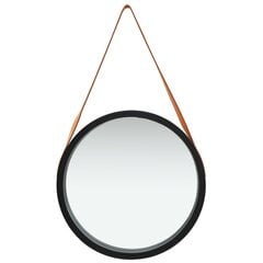 Sieninis veidrodis su dirželiu, 50cm, juodas kaina ir informacija | Veidrodžiai | pigu.lt
