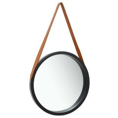 Sieninis veidrodis su dirželiu, 50cm, juodas kaina ir informacija | Veidrodžiai | pigu.lt