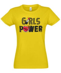 Marškinėliai moterims Girls power, geltoni цена и информация | Футболка женская | pigu.lt