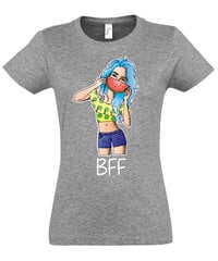 Marškinėliai moterims Tu mano geriausia draugė, pilki цена и информация | Женские футболки | pigu.lt