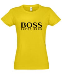 Marškinėliai moterims Super boss, geltoni kaina ir informacija | Marškinėliai moterims | pigu.lt