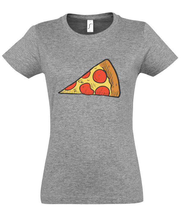 Marškinėliai moterims Šeimyninė pica, pilki kaina ir informacija | Marškinėliai moterims | pigu.lt