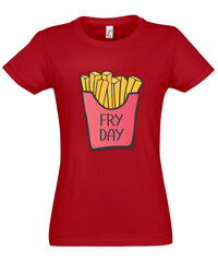Marškinėliai moterims Fry day, raudoni цена и информация | Женские футболки | pigu.lt