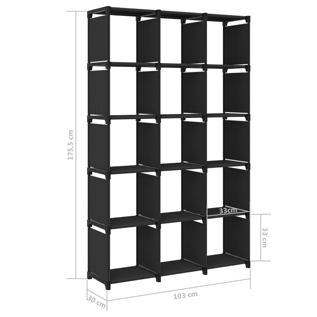 Lentyna, 103x30x175.5 cm, juoda цена и информация | Lentynos | pigu.lt