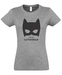 Marškinėliai moterims His catwoman, pilki цена и информация | Футболка женская | pigu.lt