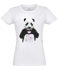 Marškinėliai moterims Pandos meilė, balti kaina ir informacija | Marškinėliai moterims | pigu.lt