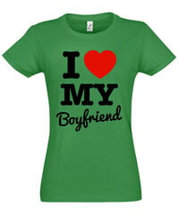 Marškinėliai moterims I love my boy, žali kaina ir informacija | Marškinėliai moterims | pigu.lt