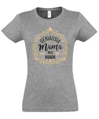 Marškinėliai moterims Geriausia mama, pilki kaina ir informacija | Marškinėliai moterims | pigu.lt