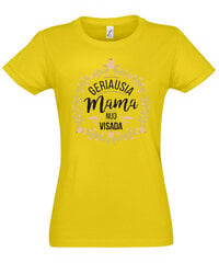Marškinėliai moterims Geriausia mama, geltoni цена и информация | Женские футболки | pigu.lt