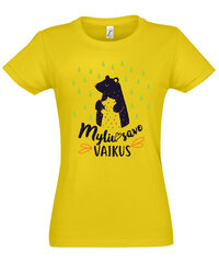 Marškinėliai moterims Myliu savo vaikus, geltoni kaina ir informacija | Marškinėliai moterims | pigu.lt