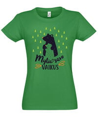 Marškinėliai moterims Myliu savo vaikus, žali kaina ir informacija | Marškinėliai moterims | pigu.lt
