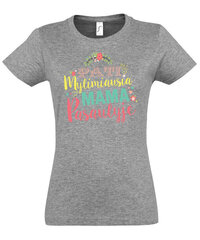 Marškinėliai moterims Mylimiausia mama, pilki цена и информация | Женские футболки | pigu.lt