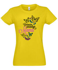 Marškinėliai moterims Drugeliai mamai, geltoni kaina ir informacija | Marškinėliai moterims | pigu.lt
